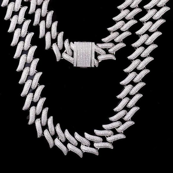 

2023 new rap hiphop925 sterling silver cuban chain necklace miami vacuum plating necklace chain men and women jewelry