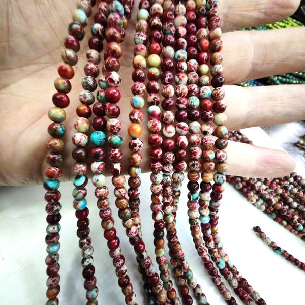 

4mm natural two-color emperor stone round beads loose beads beaded material diy hand string accessories