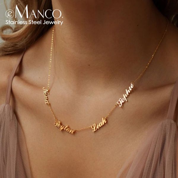 

pendant necklaces custom multiple names necklace personalized stainless steel chain 24 nameplates pendants fashion party gift 230707, Silver