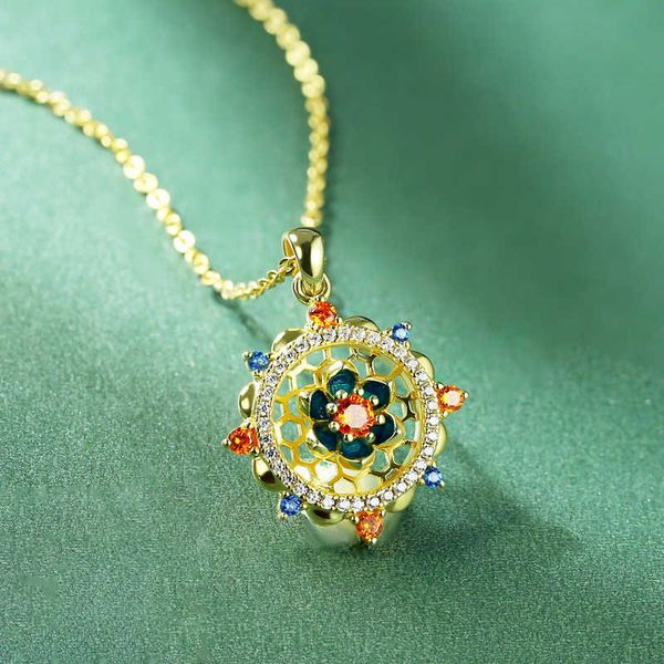 

bfirst lotus series 925 sterling silver micro inlaid color zircon necklace women china-chic jewelry