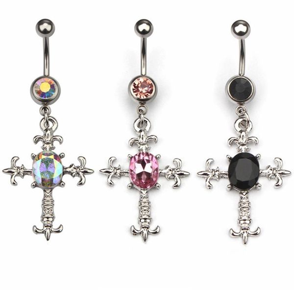 

d0522 cross style belly navel button ring01234567894581484, Silver