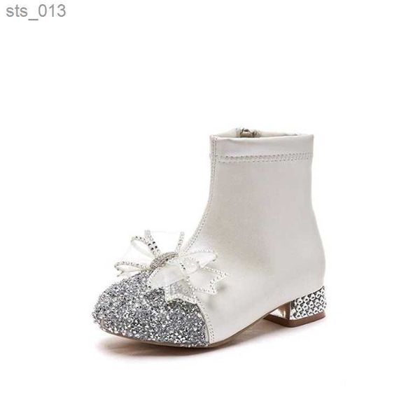 

girls bow ankle boots fashion children casual shoe waterproof kids rubber boot l230518, Black;grey
