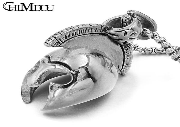 

pendant necklaces chimdou 2021 retro ancient greece spartan warrior helmet mens necklace 316l stainless steel jewelry man party gi2683985, Silver