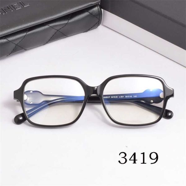 

sunglasses 2023 new xiaoxiang same style small box 3419 plate eyeglasses frame can be equipped with myopia flat anti blue light glasses, White;black