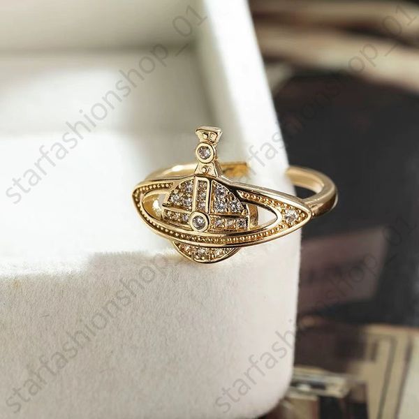 

saturn ring women niche design micro zirconia ring vintage open ring designer fashion explosion with box, Silver
