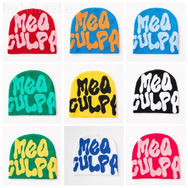 

mea culpas mens bonnet knit fashion designer cap y2k creative fun day hip hop modern cappello letter warm street shopping luxury beanie holi, Blue;gray