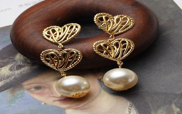 

luxury ear stud tassel pearl earrings personality diamonds pearls pendant women039s earrings4799510, Golden;silver