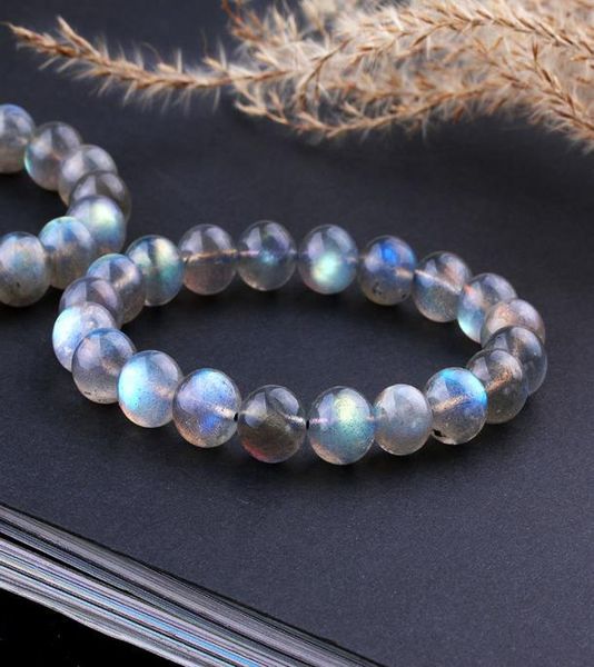 

natural labradorite stone bracelets for women gift blue lights gemstone bead strand stretch charm bracelet femme lj2009187653600, Black
