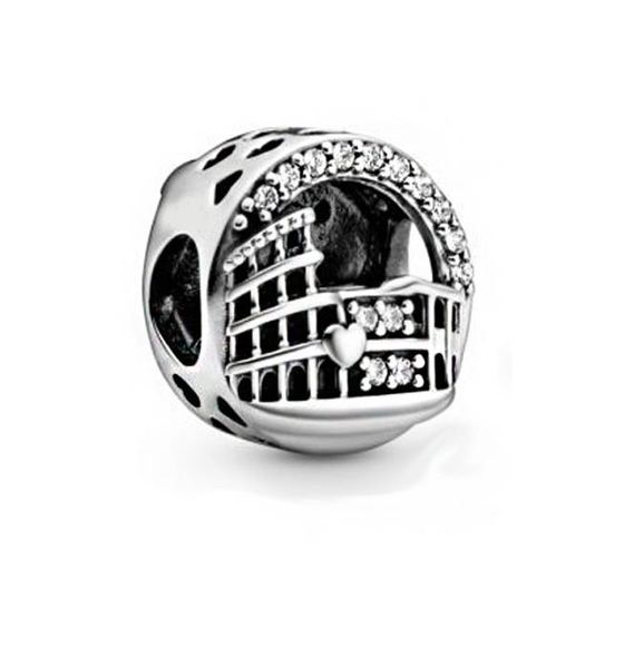 

new real 925 sterling silver color rome colosseum openwork charms beads fit women gift european original bracelet diy fashion jewe1228139, Black