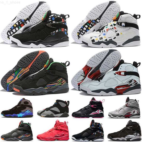 

jumpman 8 8s basketball shoes white aqua bordeaux countdown pack reflective three peat valentines day south beach turbo green pinksicle mens, Black