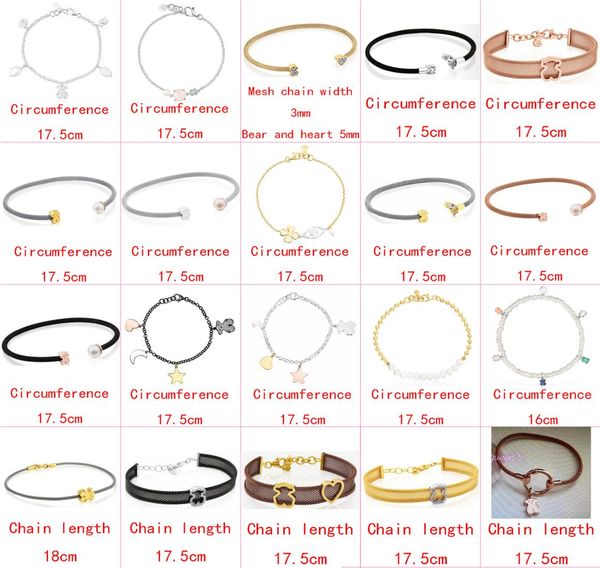 

2021 new style 100 925 sterling silver classic cute bear trendy crystal bracelet fashion ladies jewelry factory whole8715111, Golden;silver