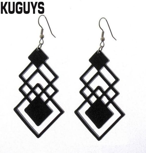 

kuguys trendy jewelry balck geometric dangle earrings for womens fashion acrylic hyperbole hiphop large drop earrings5247584, Silver
