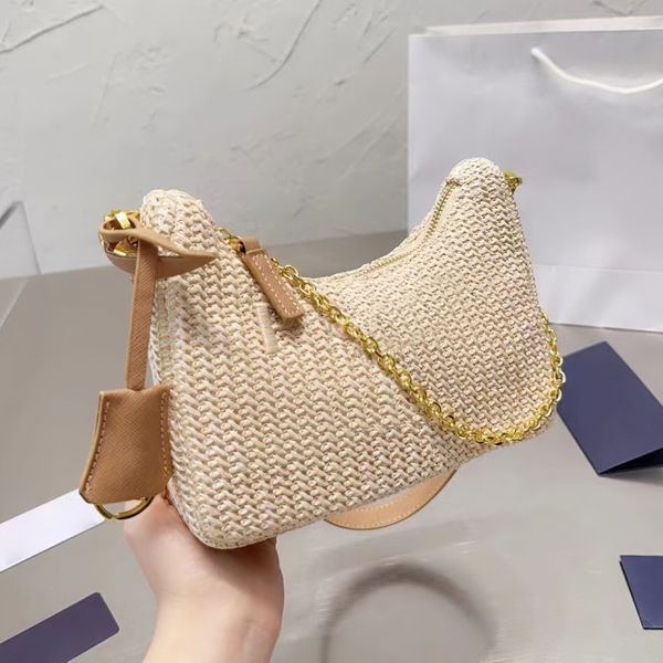 

straw fashion luxury raffias designer triangle bags cross body totes celiny weave summer wallets shoulder bags city evening bags womens mens