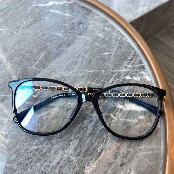 

sunglasses 2023 new netizens can match the same small fragrance chain eyewear frame with sheepskin woven ch3408 optical lens legs, White;black