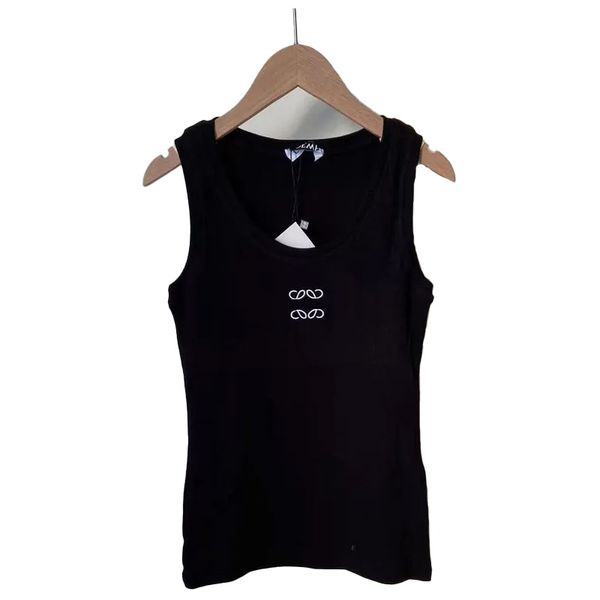 

women's designer knitted t-shirt embroidered tank yoga tank sports tank top, White