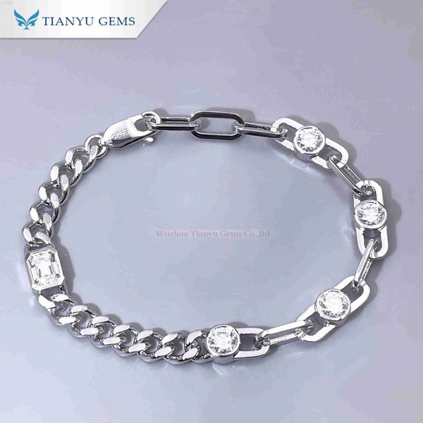 

tianyu gems customized silver and gold material men's bracelet