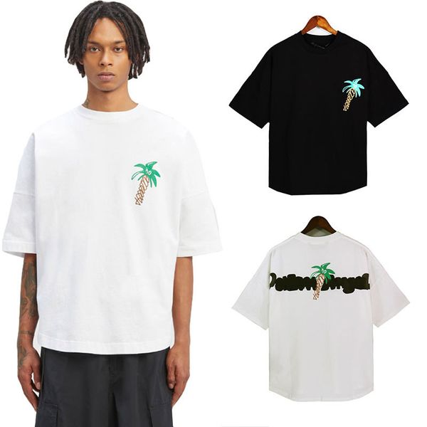 

angels mens designer sketchy over white oveesize mensweap t-shirt loose fashion coconut tree short sleeves summer casual men tshirt beach t-, White;black