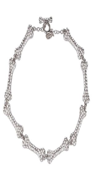 

eightsection bone necklace full of diamonds flashing diamonds fivesection bone saturn necklace european and american punk4116587, Silver