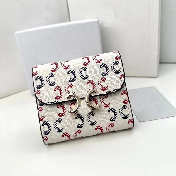 

designer lady wallet genuine leather women men short multiple bifold purse classic card holder card bag key bags with box, Red;black