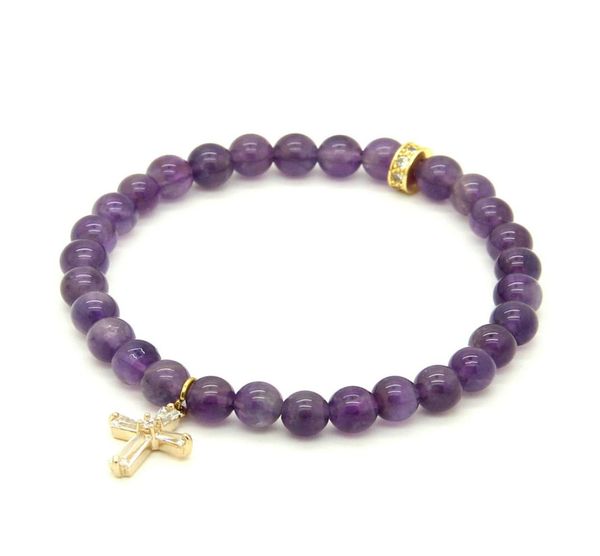 

1pcs high grade jewelry 6mm stone beads with micro paved clear zircons spacer cz beads cross bracelets2871113, Golden;silver