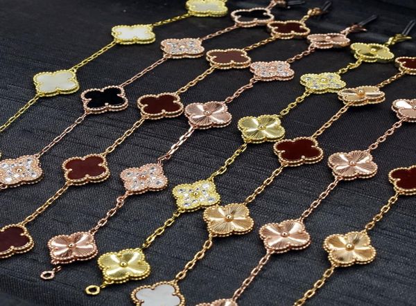 

fashion womens designer bracelet chain fourleaf clover cleef 18k gold braceletsfour leaf clover necklace3733498, Black