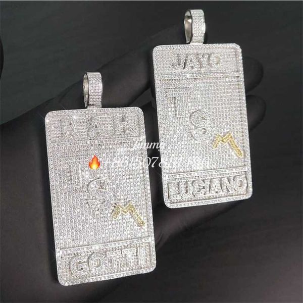 

2023 customized hiphop iced out pendant jewelry pass diamond tester full with vvs moissanite diamond, Silver