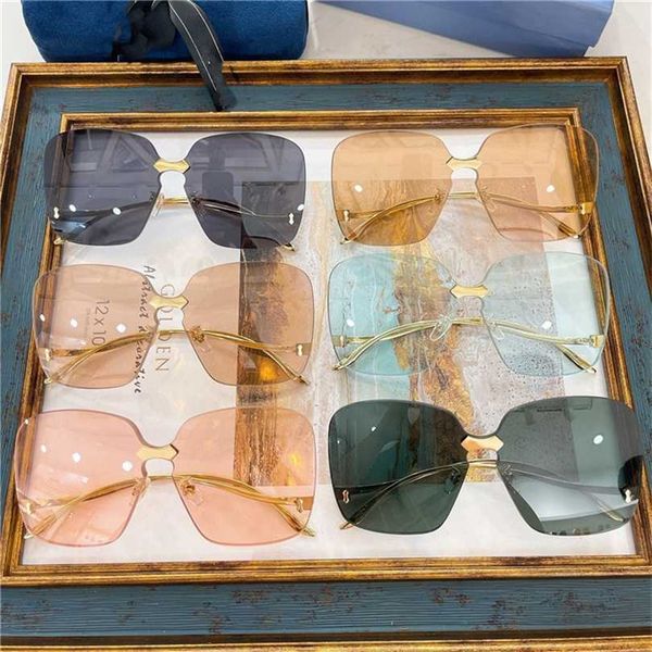 

sunglasses 2023 new family's new fashion trend frameless large box ni ni's same sunglasses gg0352, White;black