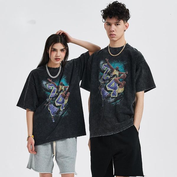 

mens tshirts artie menswear | summer style washing water used basketball team printed mens short sleeve tshirt loose trendy mensf 230710, White;black