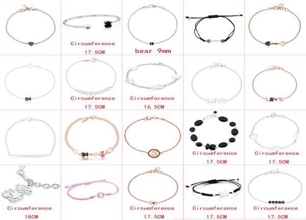 

2021 100 925 sterling silver classic cute bear bracelet fashion ladies jewelry factory whole1219861, Golden;silver