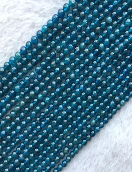 

natural genuine blue apatite phosphorite round loose gemstone jewelry small beads 4mm 155quot 058107448930, Black