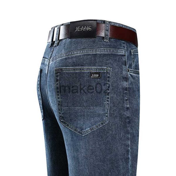 

men's jeans 2023 spring autumn new quality clothes men's high waist fit straight jeans classic vintage business casual cotton trou, Blue