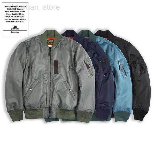 

men's jackets okonkwo new solid color ma-1 flight jacket cotton wool thick ma1 waterproof coat outdoor trekking hiking air force storm, Black;brown
