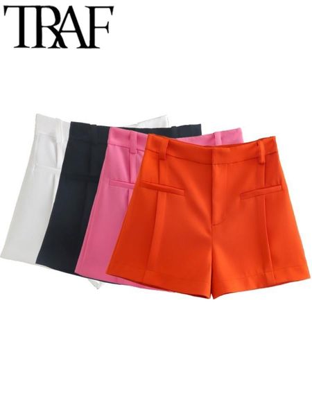 

dresses traf suit shorts women high waist aline shorts spring summer y2k casual loose vintage wide leg shorts korean lady white shorts, Black