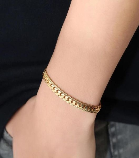 

cuban chain gold bracelet for men women lovers punk hip hop stainless steel fashion curb bangle statement jewelry3382323, Black
