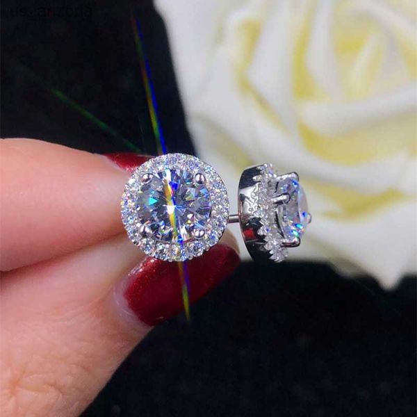

1 carat certified moissanite stud earrings for women platinum plating 925 sterling silver diamonds ear stud wedding fine jewelry l230620, Golden;silver