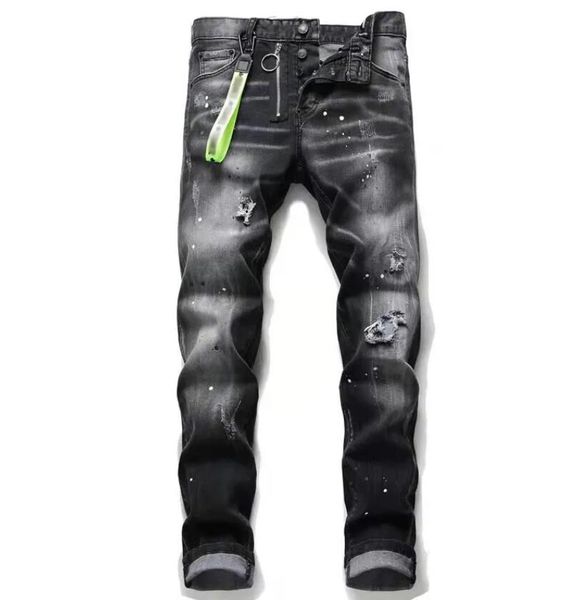 

designer jeans mens pants linen pants hip hop men jeans distressed ripped biker slim fit motorcycle denim for men, Blue