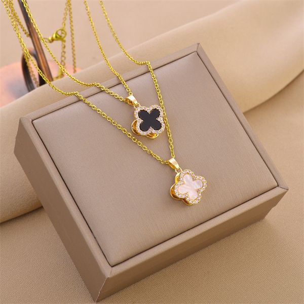 

fashional new womens luxury designer necklace fashion flowers four-leaf pendant necklace gold necklaces jewelry, Silver