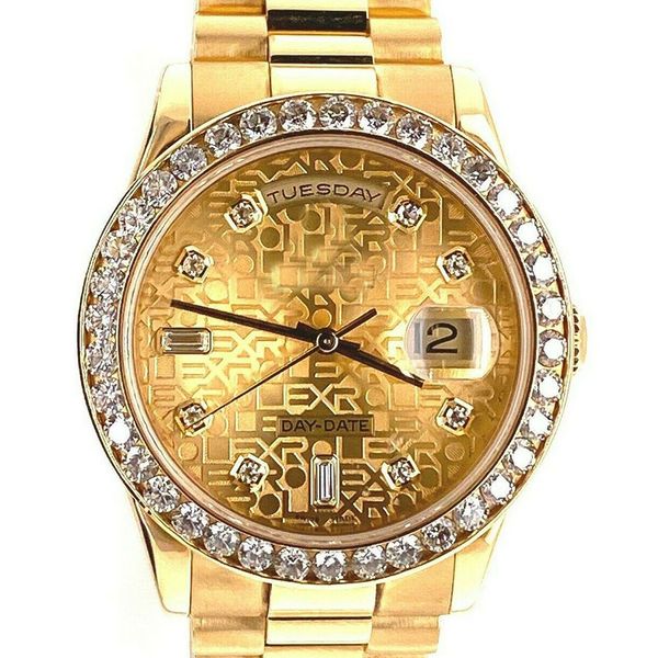

dj factory 36m day-date 118238 18k yellow gold factory diamond jubilee dial box asia 3235 automatic imbue diamond mens men's watch, Slivery;brown