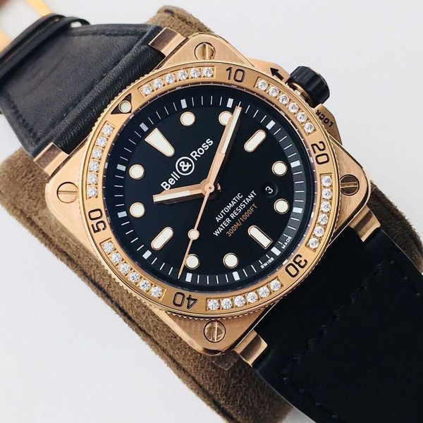 

designer fantastic men diamond wrist watch superb bell ross watches 4xvz br factory high-end qulity v3 version br0392-d-bu-br-lgs mechanical, Slivery;brown