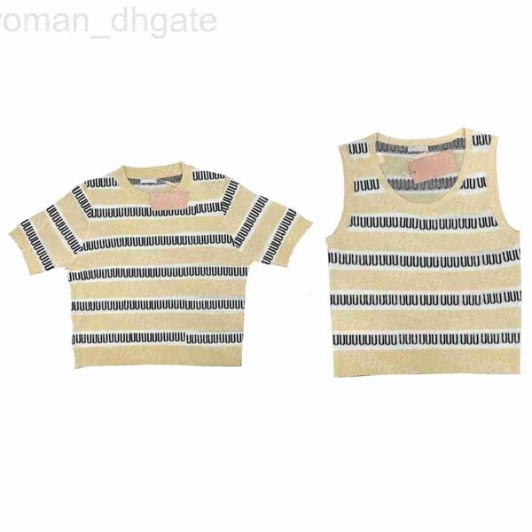 

women's knits & tees designer printing knitknitted vest short sleeve knitting spring summer breathable tee bfhb, White