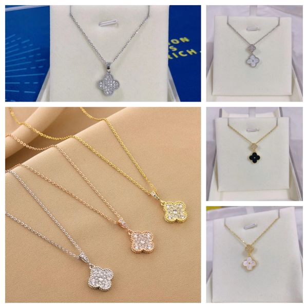 

luxury designer necklace for fashion women new four-leaf clover silvery necklace steel titanium pendant necklace high-quality jewelry no box, Silver