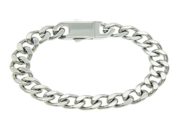 

mens bracelets womens link chains gold silver plated diamond stainless steel miami cuban chain men039s bracelet hip hop smooth 9591622, Black