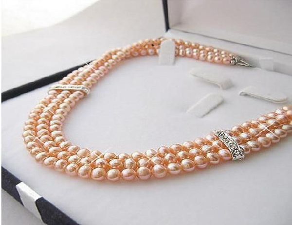 

genuine natural pink 67mm akoya pearls necklace 171819quot04113989, Silver