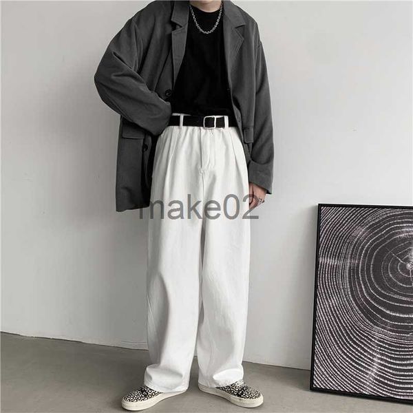 

men's jeans white jeans men casual straight wide pants summer korean fashion baggy trousers oversized bottoms ins vintage male y2k clot, Blue