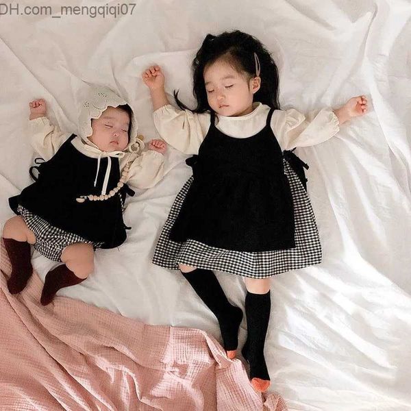 

rompers milancel baby clothes 2pk siblings clothes infant girls skin-tight garment big sisters dress baby suit z230711, Blue