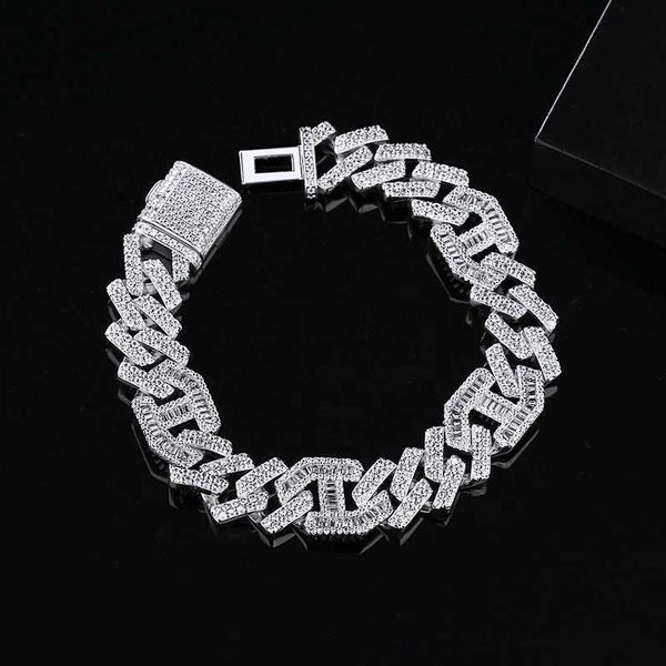 

hailer jewelry custom miami big gra diamond link vvs s925 necklace bracelet moissanite cuban, Silver