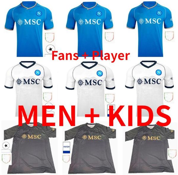 

2023 2024 ssc napoli soccer jerseys insigne mertens milik callejon maradona zielinski custom 23 24 naples home away football shirt men kids, Black;yellow