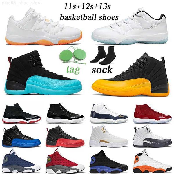 

11s men women basketball shoes legend blue bright citrus 12s reverse flu game university gold 13s red flint mens sports sneakers, Black