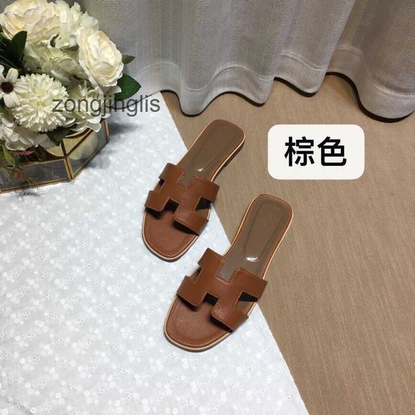 

versatile her designer oran slippers summer slipper sandal shoes women women's bear color matching leather one line for tourism wear fl