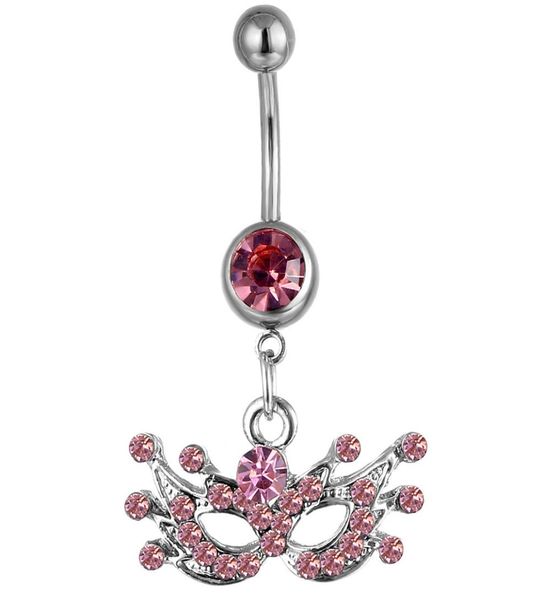 

d0002 mask belly navel button ring pink color 14ga 10mm for women1975053, Silver